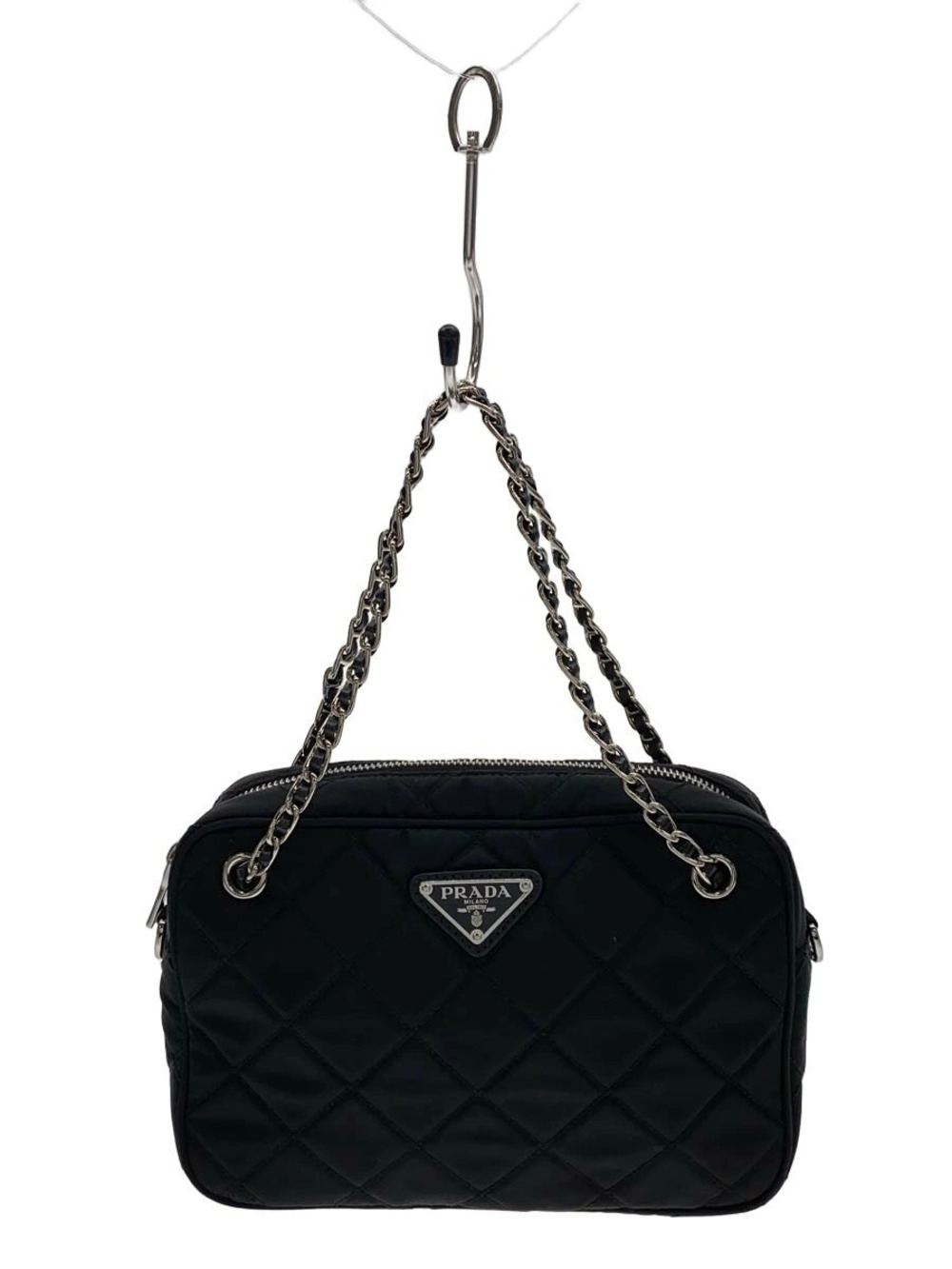 Prada Quilted Tessuto Chain Bag chain links metal triangle Logo